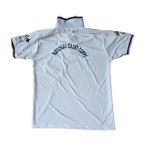 White Name Printed School T-Shirt - Chest Size: As Per Requirement