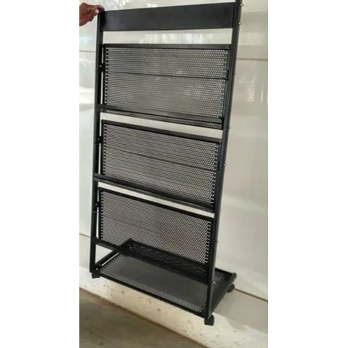 Black Colored Stainless Steel Magazine Stand