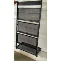 Magazine Stand - Stainless Steel, Polished Black Finish | Modern Design For Libraries, Offices And Schools