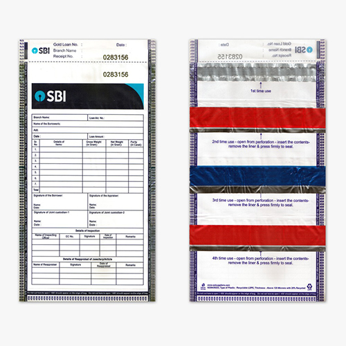 Printed Gold Loan Pouch For Bank