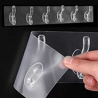 6 Pc Sticker Hook - Plastic, 8x5x2 Cm | Transparent Design, Strong Adhesive, Multi-purpose, No Damage To Walls, Heavy Duty For Indoor/outdoor Use