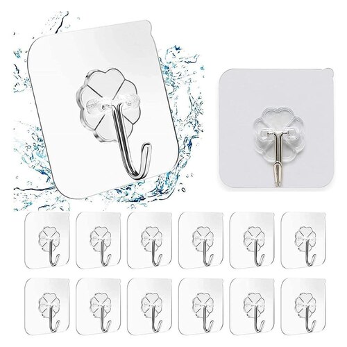 FLOWER HOOK - PVC 5.9x5.9x2.7 cm | Self-Adhesive, Removable, Heavy-Duty, Waterproof Wall Hanger with 10kg Load Capacity, Multi-Surface Compatibility