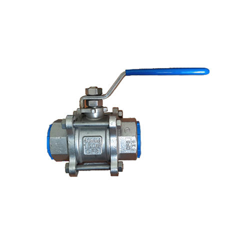 Three Piece Screwed End Ball Valve - Color: Silver