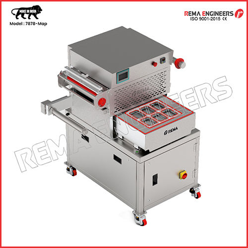 Rema-7878-Map Semi Automatic Map Vacuum Gas Tray Cup Sealing Machine - Color: Silver