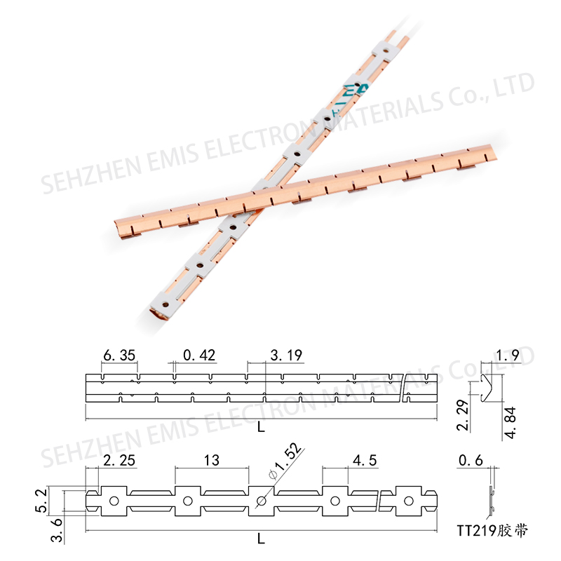 Assembled beryllium copper spring strips