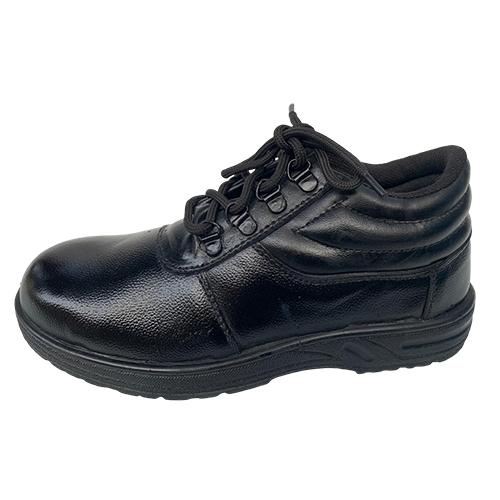 Black Leather PU Safety Ankle Shoes