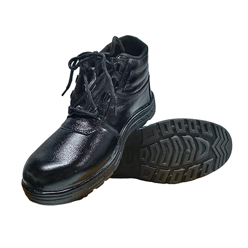 Mens Leather Pvc Safety Shoes Ankle - Color: Black