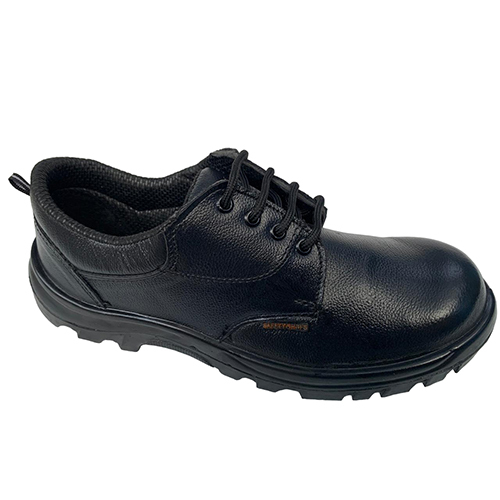 Mens Black Leather PU Safety Shoes