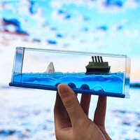 Titanic Liquid Wave Ship - Acrylic & Resin Material, 10x12x5 Cm | Leak-proof Design, Stress Relief, Unbreakable Nautical Showpiece For Home & Office Decor