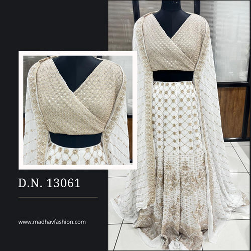 White Embroidered lehenga fabric set