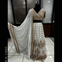 White Embroidered lehenga fabric set