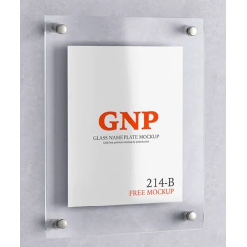 Wall Mounted Glass Name Plate - Color: Transparent