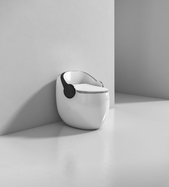 One Piece Toilet - Ceramic, 660x515x615 Mm | Glossy White & Black, Floor Mounted, 40 Kg Weight, Polished Finish