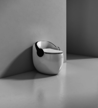 One Piece Toilet - Ceramic 660x515x615 mm | Glossy White & Black Floor Mounted 40 kg Weight Polished Finish