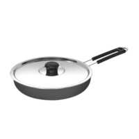 Non Stick Fry Pan - 24 Cm Aluminum Alloy, Glossy Black And Silver Finish | Teflon Coated Interior, Induction Bottom, Warranty Included