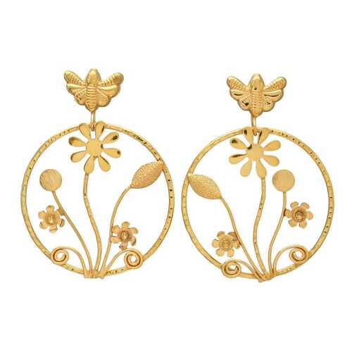 New arrival beautiful round and flower earrings gold plated