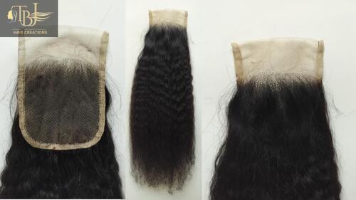 Indian Raw Human hair 4x4 Kinky Straight Transparent Lace Natural Color Human Hair Closure