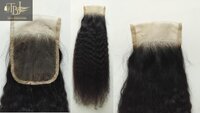 Indian Raw Human hair 4x4 Kinky Straight Transparent Lace Natural Color Human Hair Closure