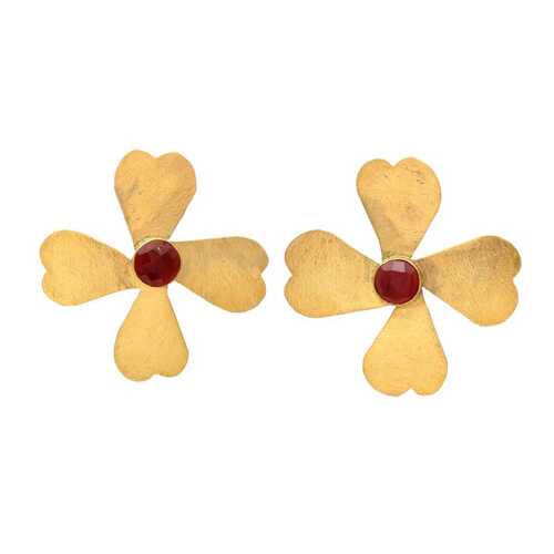 New arrival big flower with garnet hydro gemstone stud earring