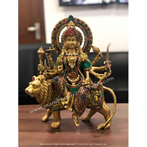 Mb-4013D1 Durga Sitting On Lion - Material: Metal