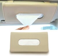 Sun Visor Tissue Holder - Faux Leather, 23x2x14 Cm | Refillable Napkin Holder With Easy Installation, Space-saving Design, Stylish Black Color