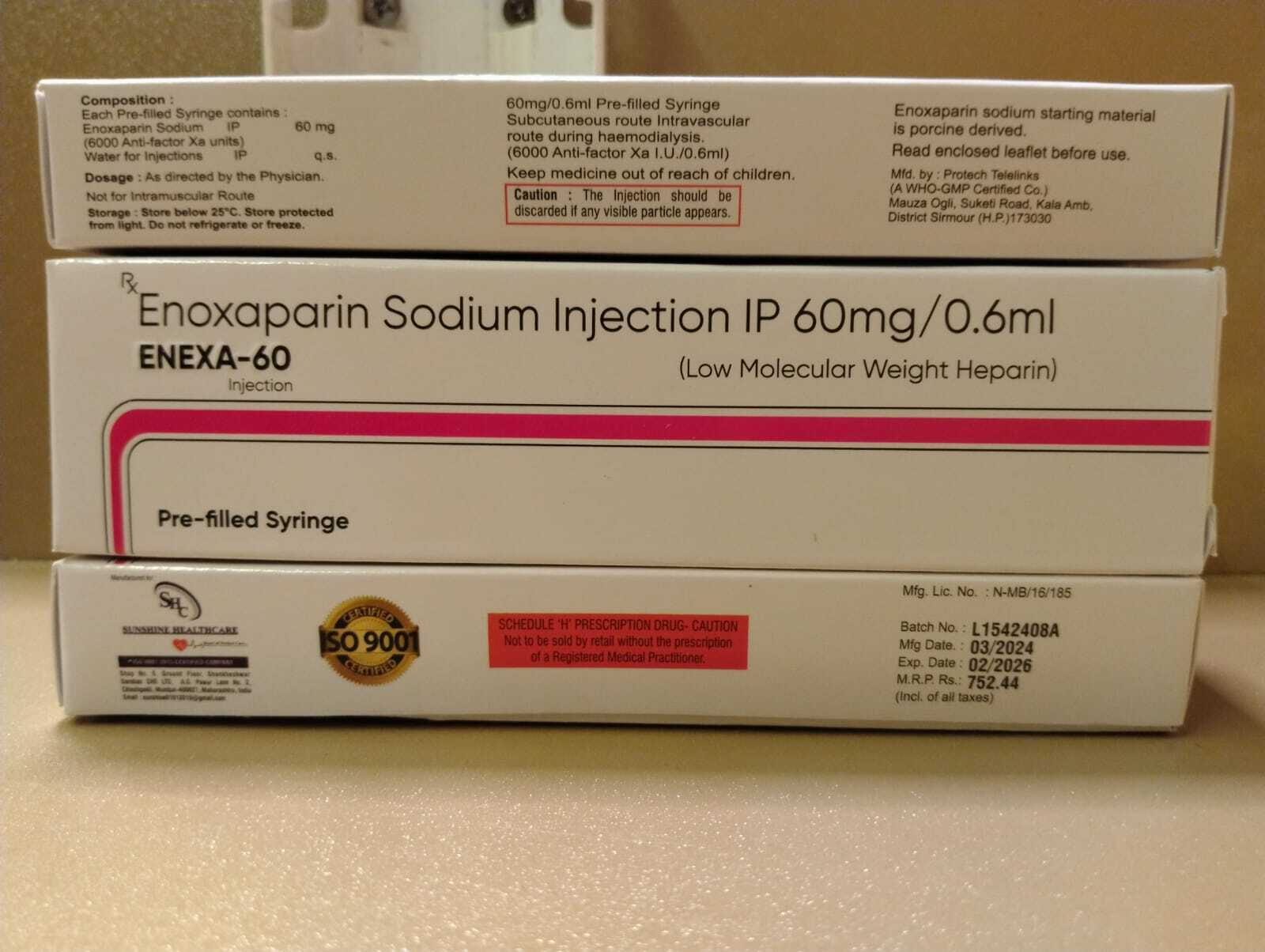 Enoxaprin Sodium injection IP 60mg