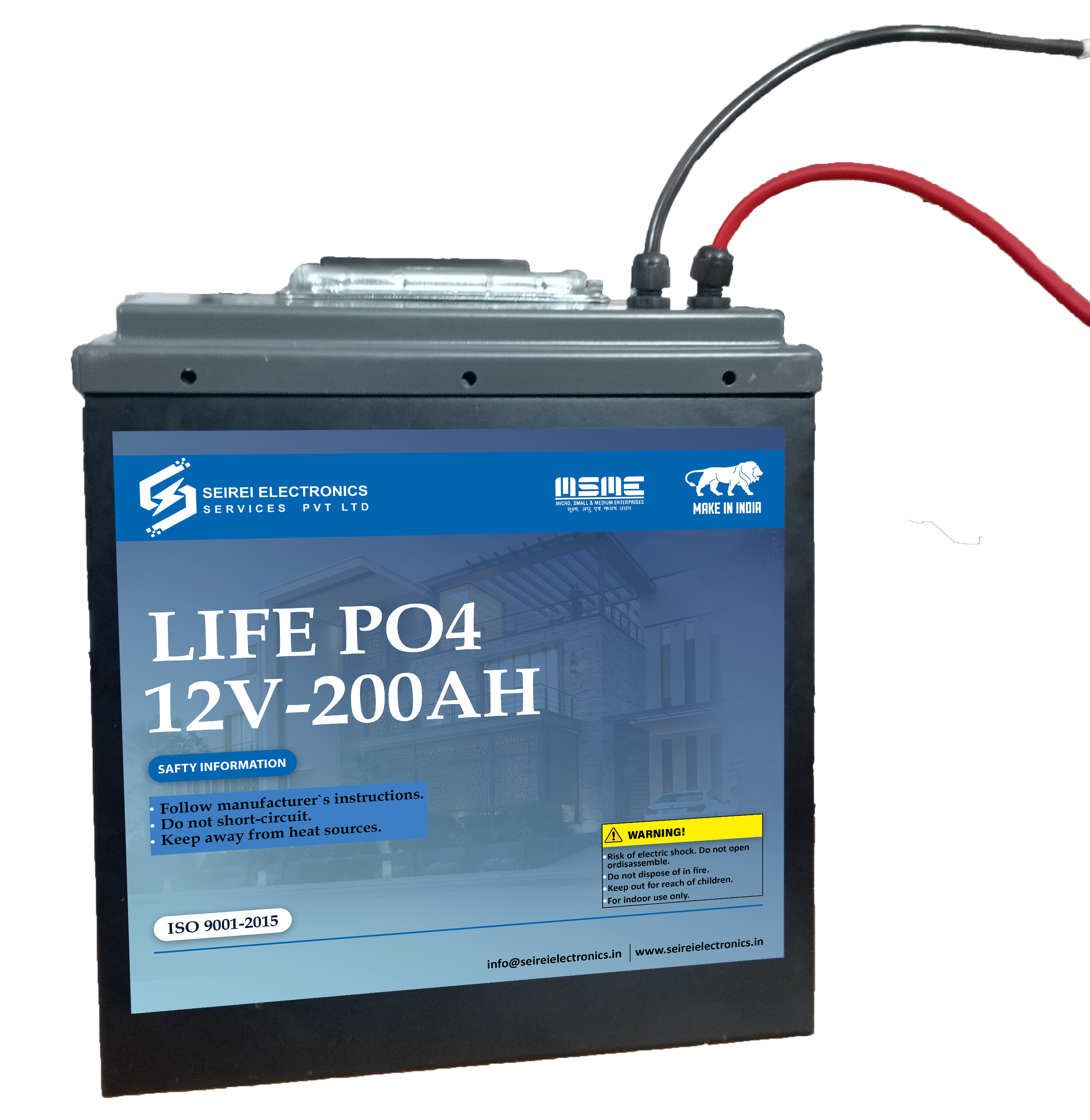 12V-200Ah Lifepo4 Battery - Color: Black