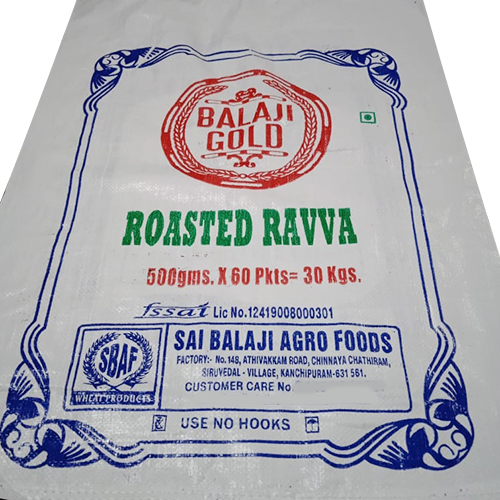 30Kg Roasted Ravva Plastic Bag - Color: Different Available