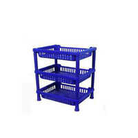 3 Tier Plastic Kitchen Rack - Pvc Material, 39x23x7 Cm, Blue | Lightweight, Versatile Storage Solution For Kitchen Essentials