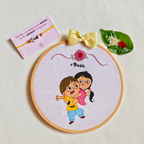 Quotes Embroidery Hoop Brother Sister Painting
