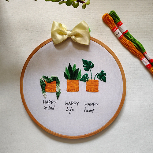 Embroidery Hoop Happy Life Art
