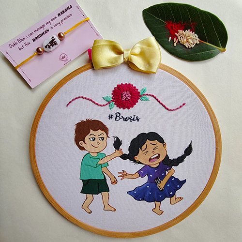 Quotes Embroidery Hoop Handcrafted Bro Sis Art
