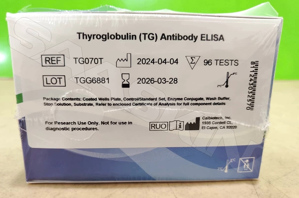 Calbiotech Thyroglobulin Ab (TG) ELISA - Reagents and Consumables, 96 Wells, Portable | High Sensitivity and Specificity, Quantitative Detection