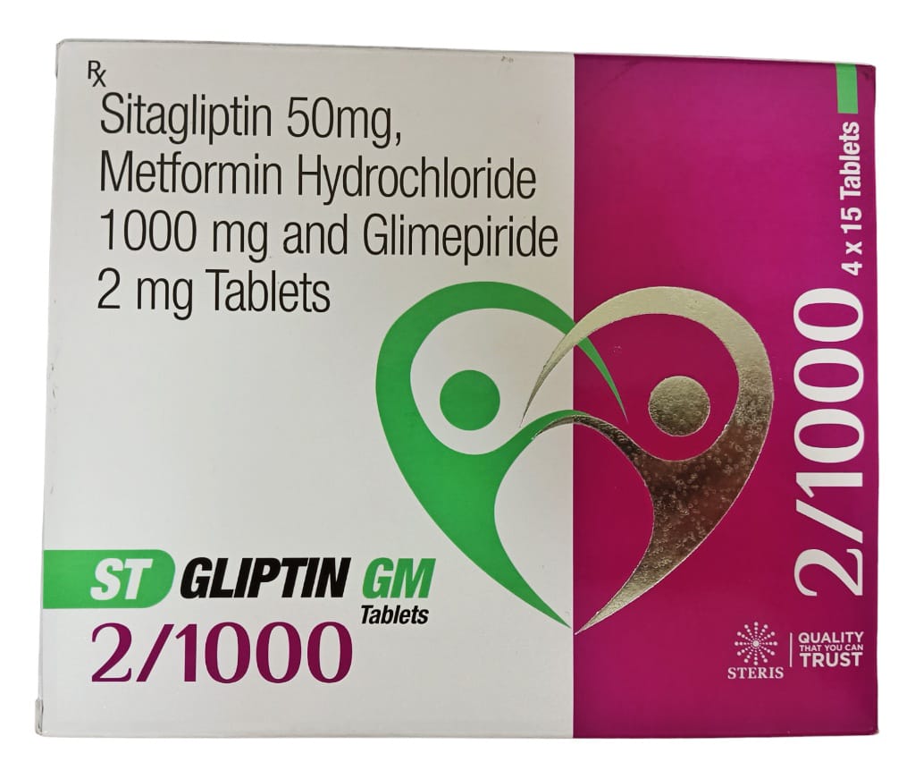 Sitagliptin (50mg), Metformin Hydrochloride (1000mg) & Glimepiride (2mg)