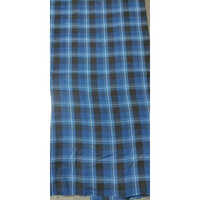 Blue Drill Checks Fabric - Cotton Blend, Custom Sizes, Available In Various Colors | Washable, Plain Texture Ideal For Garment Industry