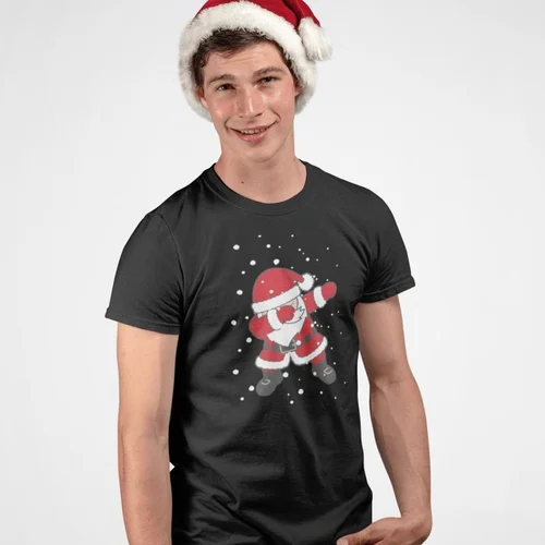 Mens Dabbing Santa Claus Christmas T Shirt - Color: Black