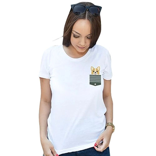 Ladies White Printed T Shirt - Fabric Type: Cotton