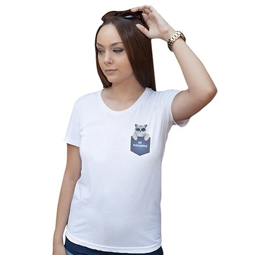 Ladies Casual White Printed T Shirt - Fabric Type: Cotton