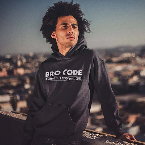 Mens Bro Code Honesty Hoodies - Color: Black