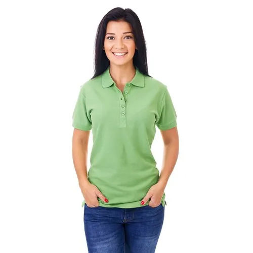 Ladies Polo T Shirt - Color: Green