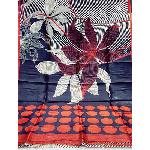Ladies Floral Print Silk Saree