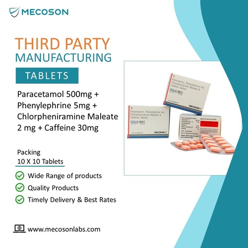 Paracetamol 500mg,Phenelephrine 5mg, CPM 2mg, Caffine 30mg