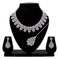 Colorstone Stone Necklace| Austrian Stone Silver Necklace| Stone Necklace Set for Wedding| Party Wear | Gift for Her .