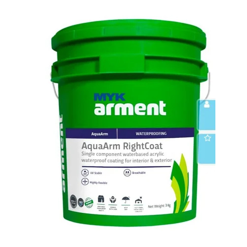 Myk Aquaarm Right Coat - Liquid Coating, 12-24 Months Shelf Life, Grey Color, Waterproof Finish, Smooth Surface for Diverse Surfaces