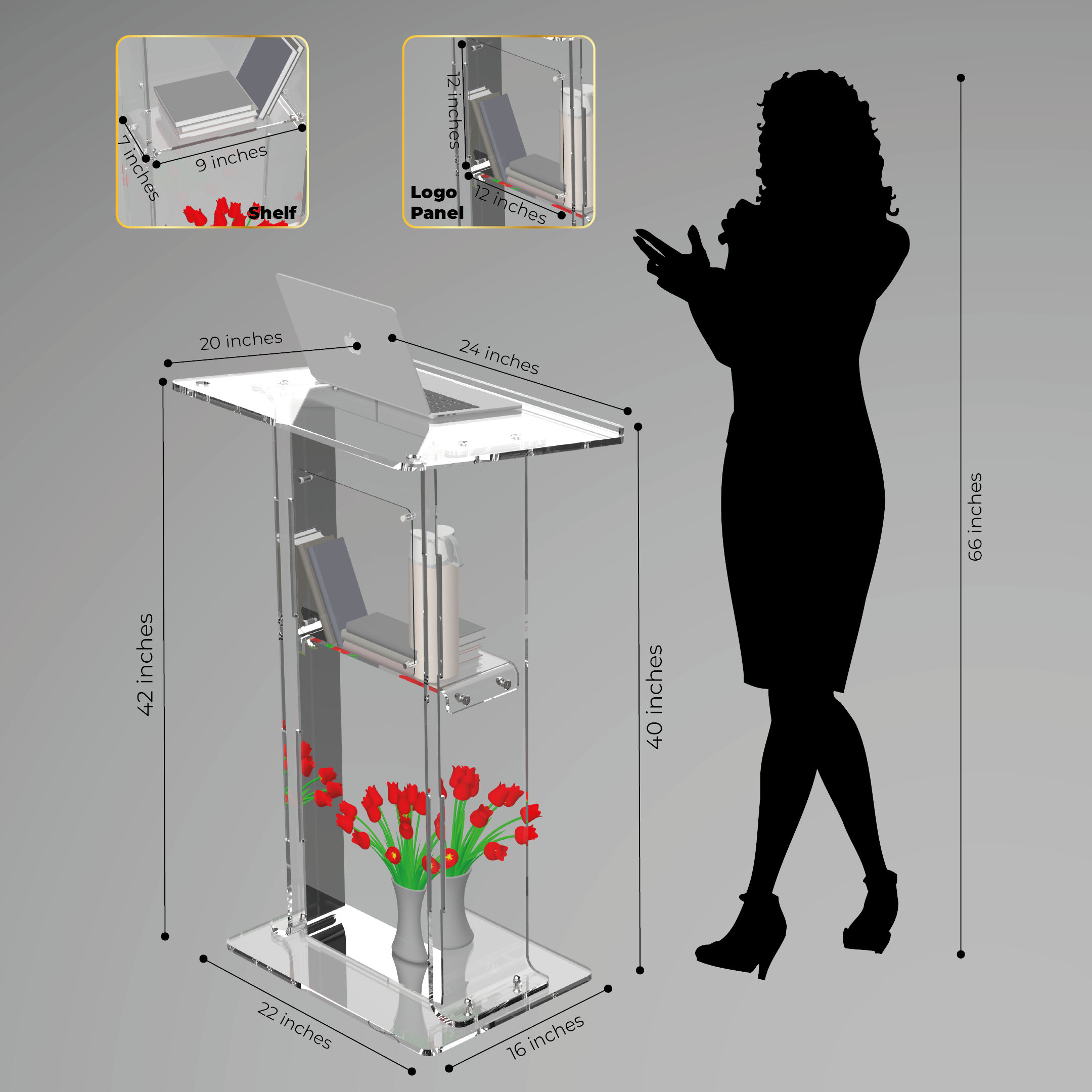 Classic Concepts CCP060 Acrylic Podium Clear