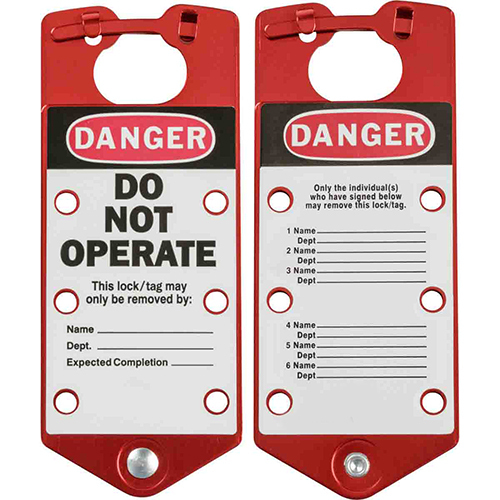 Labelled Tago Lockout Hasp