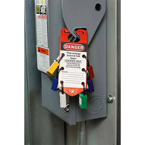 Labelled Tago Lockout Hasp