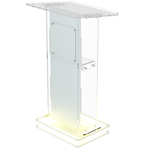 Acrylic Podium Frosted Look Front Panel With Yellow LED Base