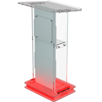 Acrylic Podium - Frosted Look Front Panel, Red Led Light Base For Enhanced Visibility