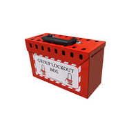 Group Lockout Box - Mild Steel, 25.3x15.4x11 Cm, Bright Red Finish | Multi-lock Safety System For Industrial Use